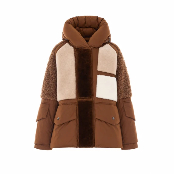 Cinnamon padded hooded bomber jacket Urbancode