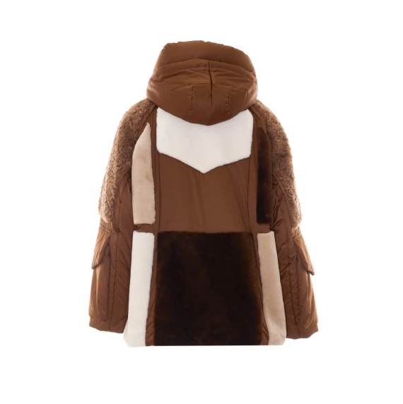 Cinnamon padded hooded bomber jacket Urbancode