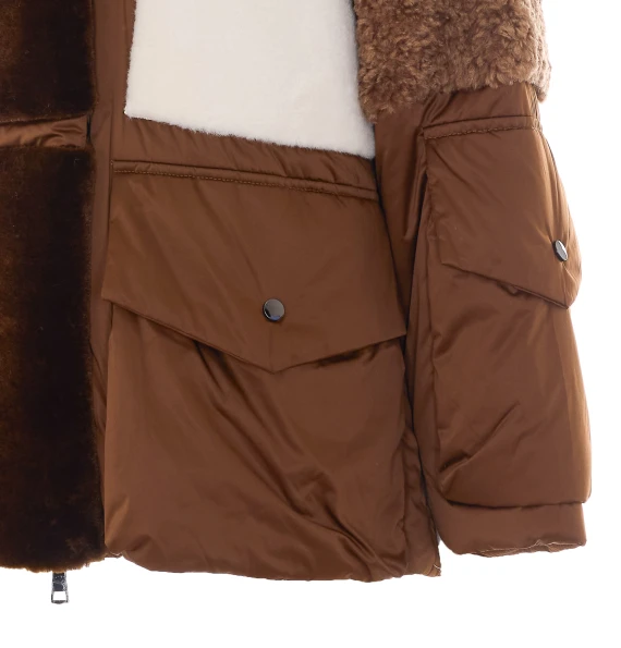 Cinnamon padded hooded bomber jacket Urbancode