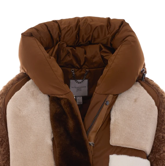 Cinnamon padded hooded bomber jacket Urbancode