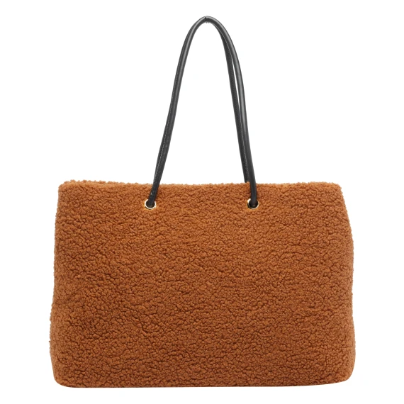 Brown teddy-effect tote bag V°73