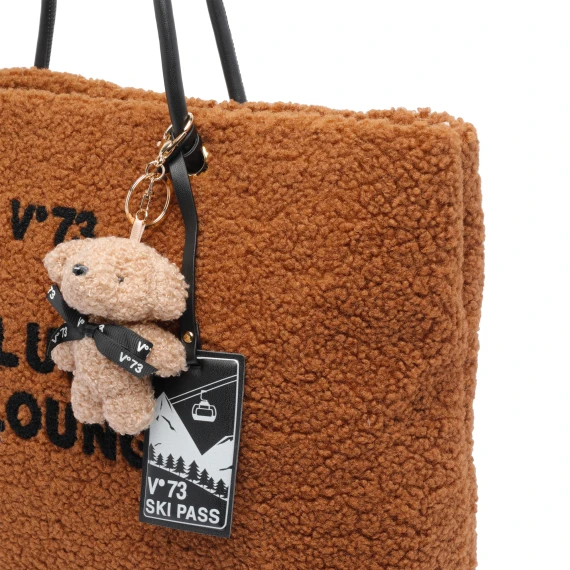 Brown teddy-effect tote bag V°73