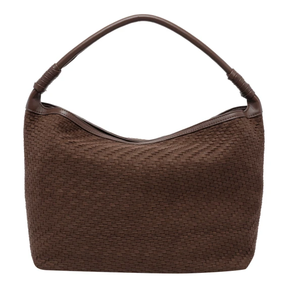 Dark brown woven-texture handbag V°73