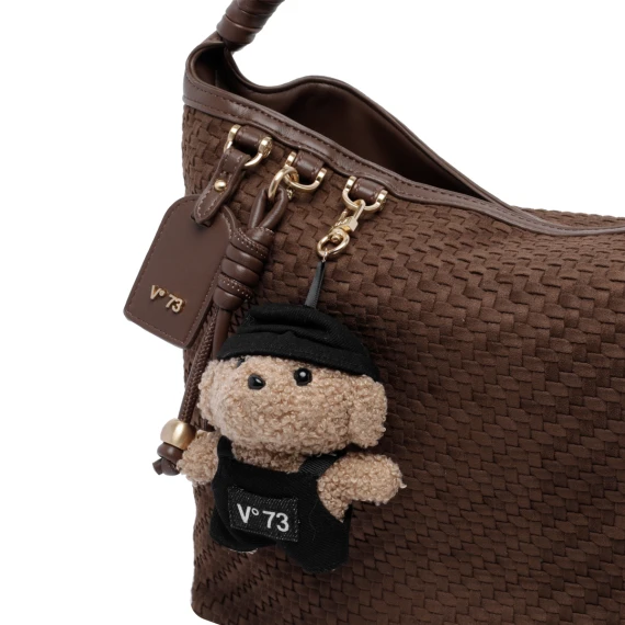 Dark brown woven-texture handbag V°73