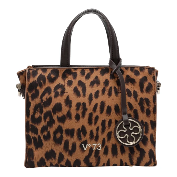 Borsa a mano leopardata marrone scuro V°73