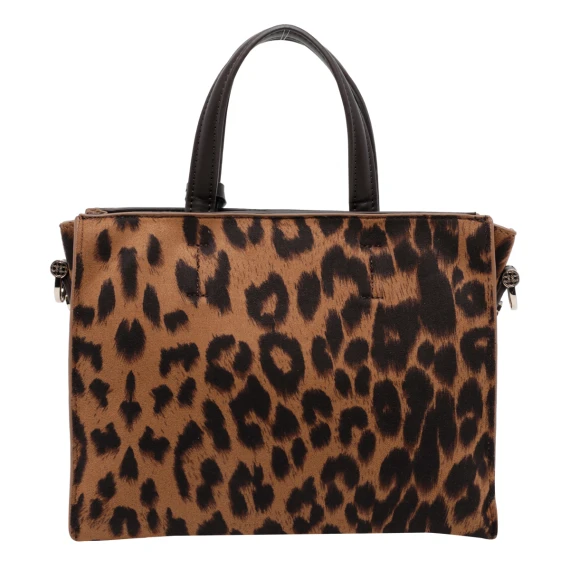 Borsa a mano leopardata marrone scuro V°73