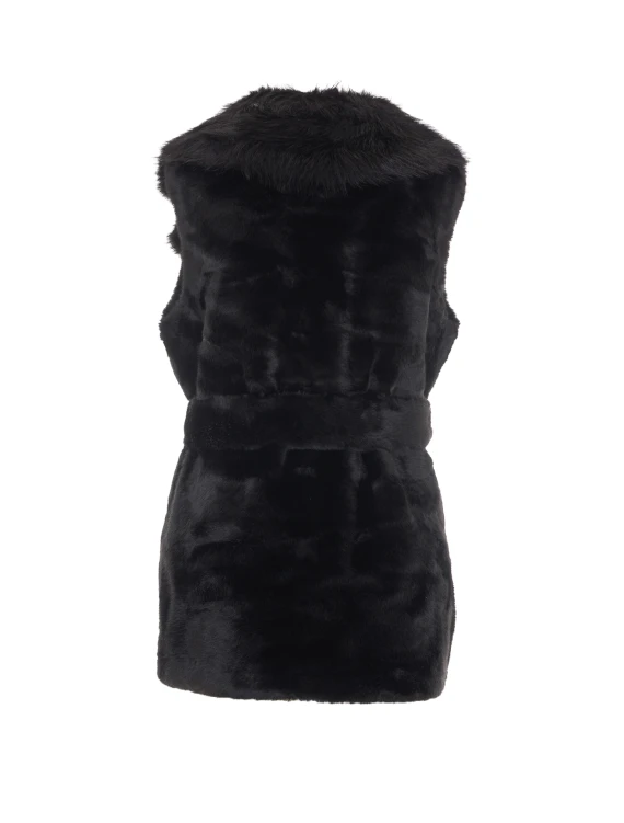 Black faux fur vest V°73