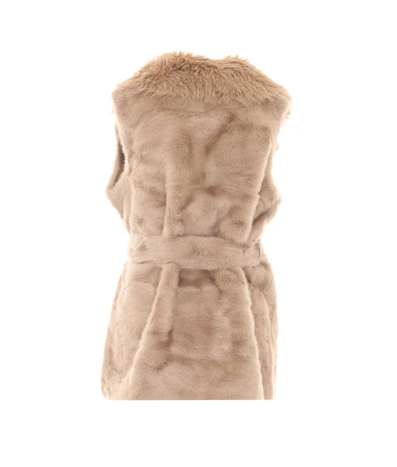 Gilet beige chiaro in effetto pelliccia V°73