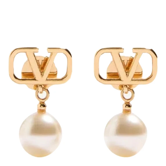 earrings (perla 10mm) | vlogo signature pearl | metallo/perla