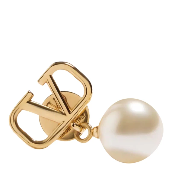 earrings (perla 10mm) | vlogo signature pearl | metallo/perla