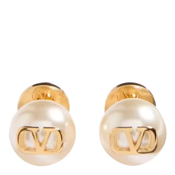 earrings (perla 10mm) | vlogo signature pearl | metallo/perla
