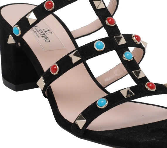 slide | rockstud | t. 60 | crosta/multicolor cabochon stones-platin