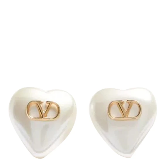 White and gold-tone heart earrings Valentino Garavani