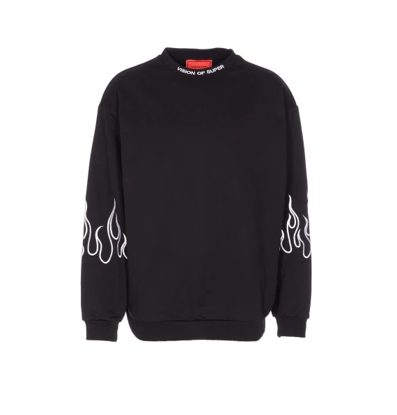 LOGO AND FLAMES PRINT SWEATSHIRT