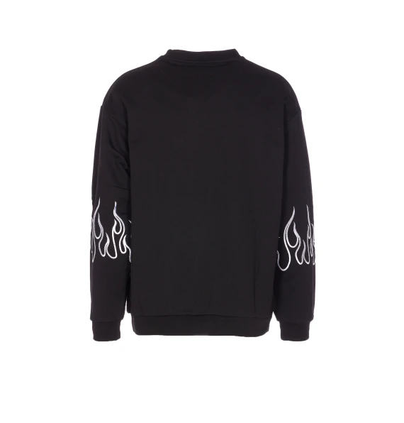 LOGO AND FLAMES PRINT SWEATSHIRT
