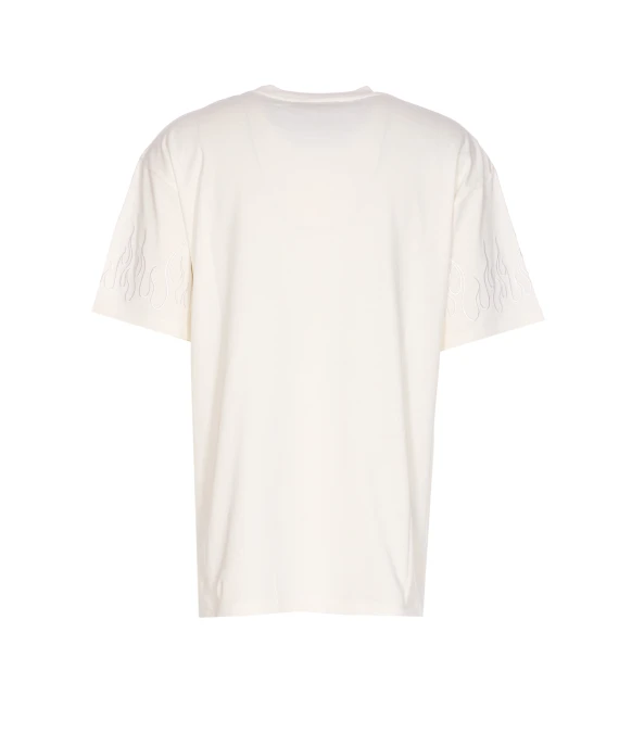 T-SHIRT WITH EMBROIDERED LOGO AND FLAMES