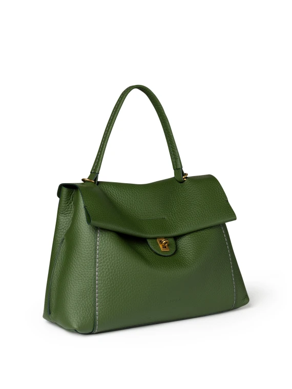 Extra Large Emerald Leather Shoulder Bag