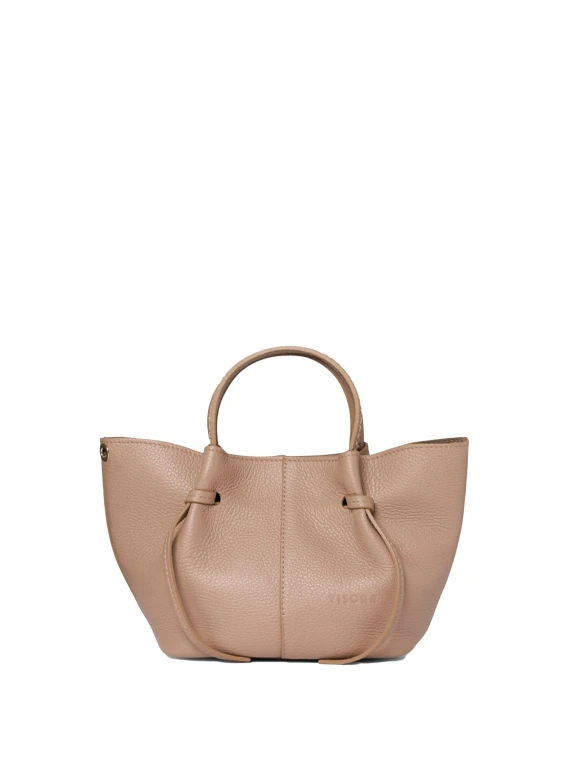 Antique pink leather shopping bag