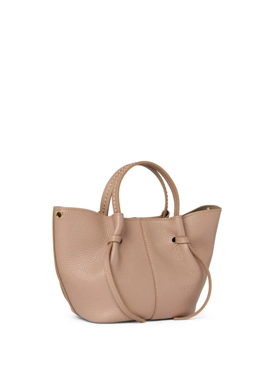 Antique pink leather shopping bag