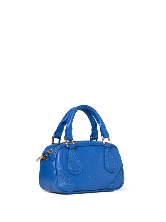 Borsa bauletto blu in pelle