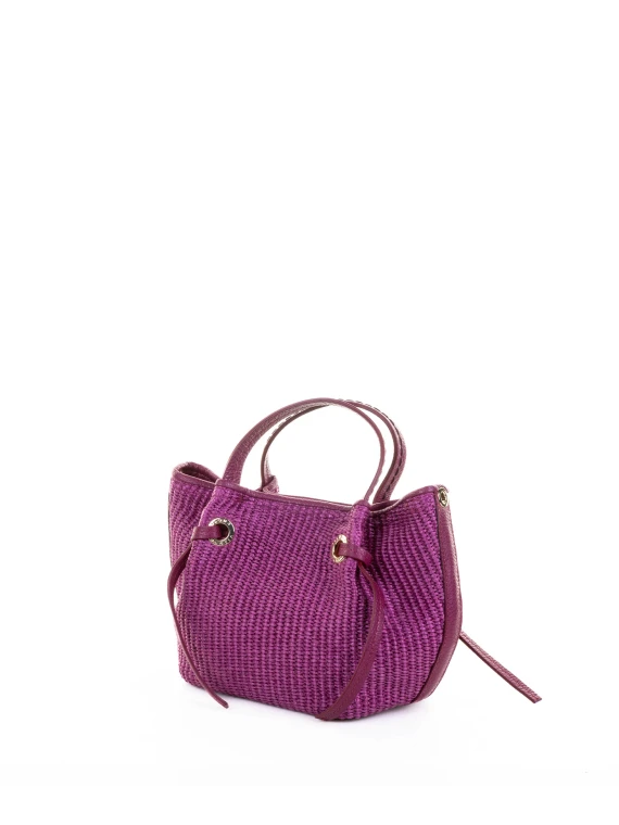 Shopping bag orchidea in pelle e paglia
