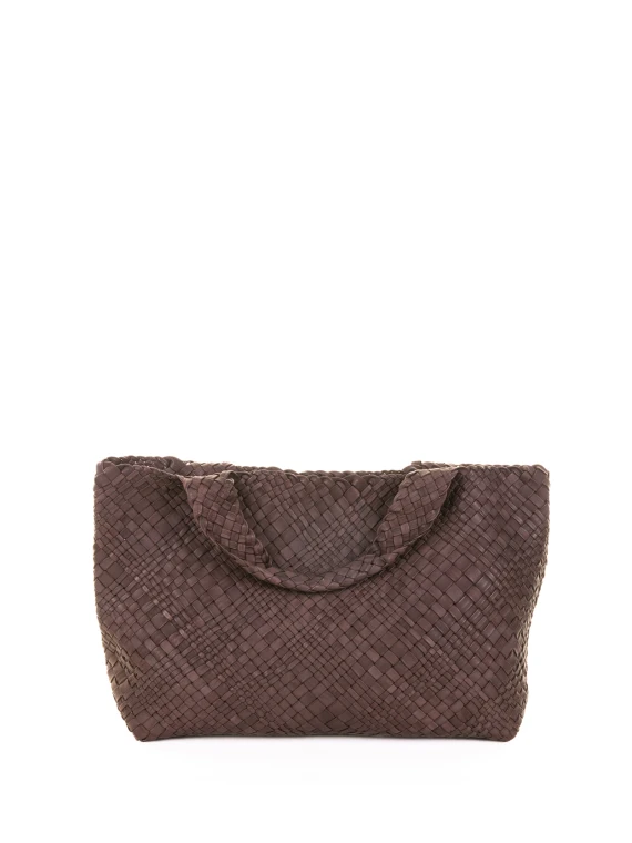 Shopping bag Esmeralda testa di moro in pelle intrecciata