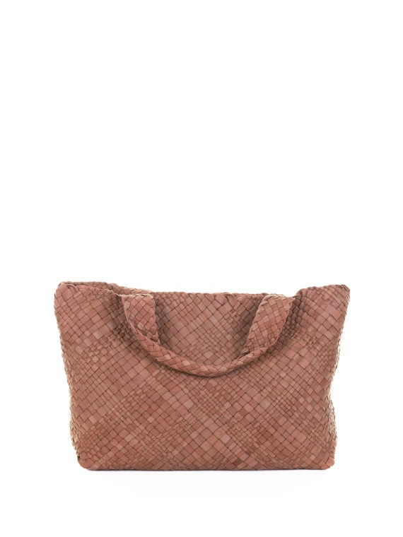 Shopping bag Esmeralda cognac in pelle intrecciata
