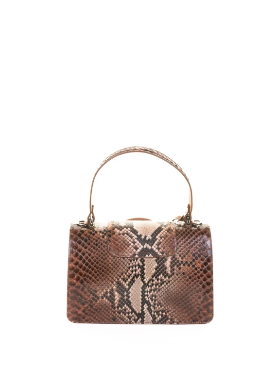 Borsa a mano pitone marrone con tracolla