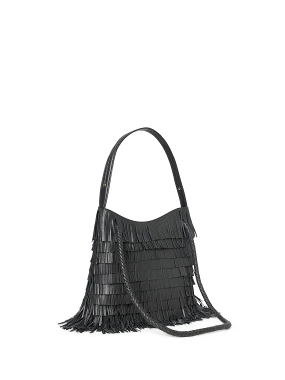 Borsa con Frange Nero VISONA'