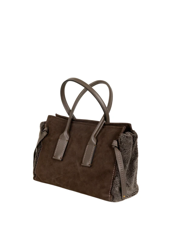 Brown top-handle bag with arched handles VISONA'