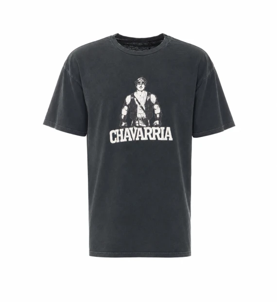 T-shirt nera con stampa frontale