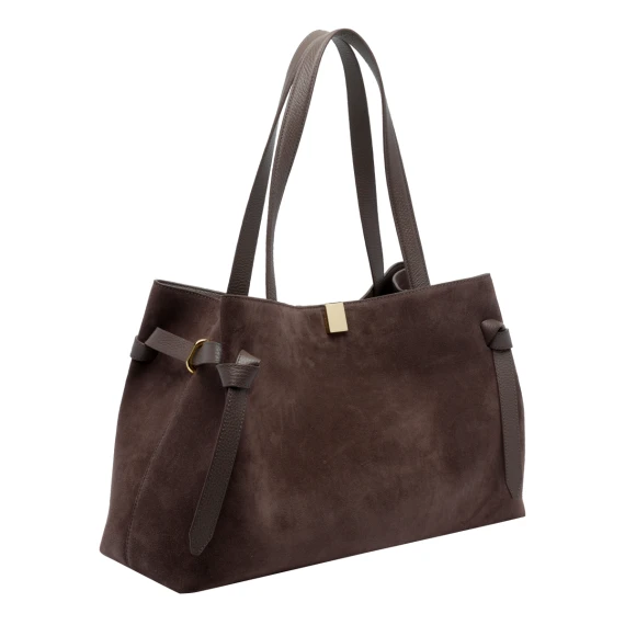 Nutmeg Suede Gyoza Tote Bag