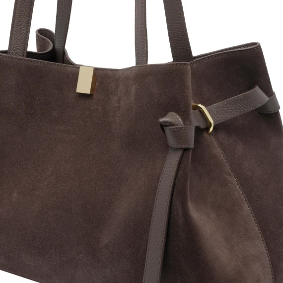 Nutmeg Suede Gyoza Tote Bag
