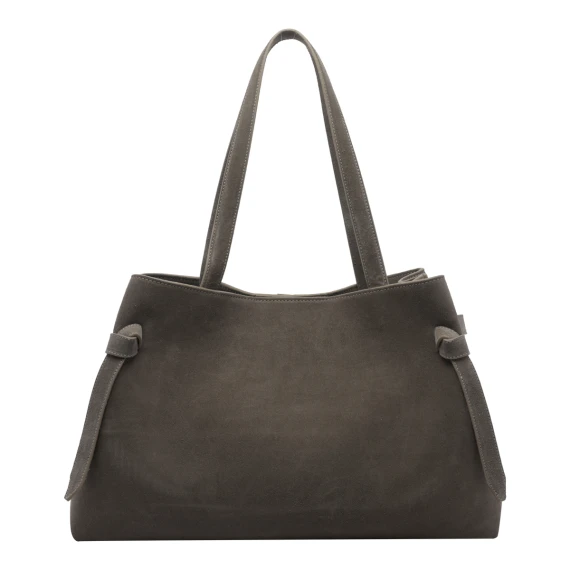 Taupe Suede Gyoza Tote Bag