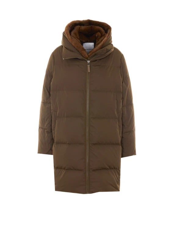 Long khaki down coat Yves Salomon