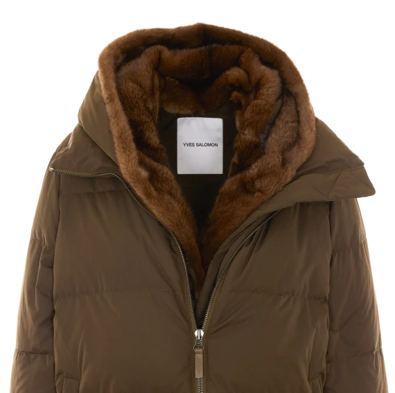 Long khaki down coat Yves Salomon