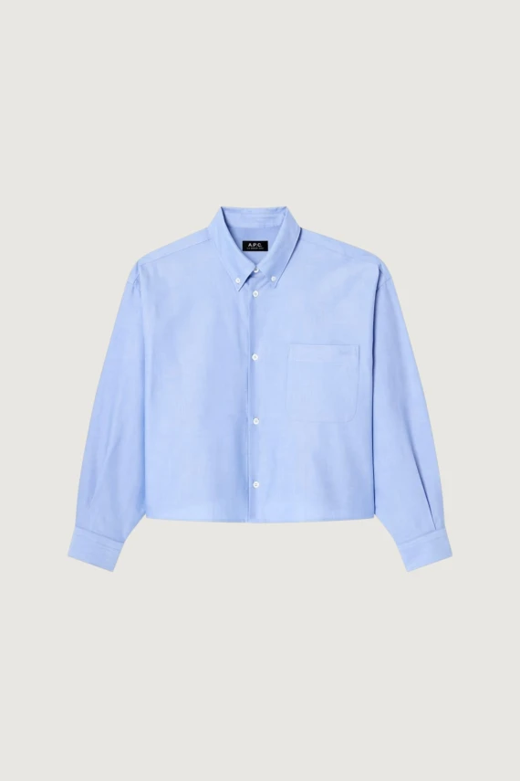 Camicia azzurra a manica lunga con taschino