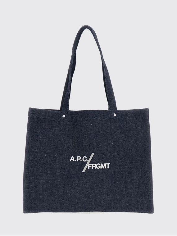 Borsa tote Je Sors Ce Soir in cotone blu indigo