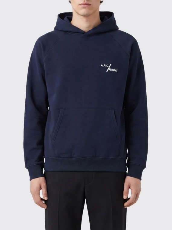 Felpa con cappuccio blu navy in cotone