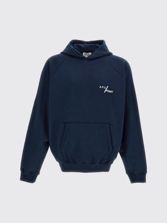 Felpa con cappuccio blu navy in cotone A.P.C.