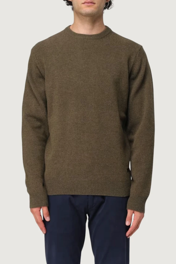 Maglione girocollo in maglia verde oliva scuro