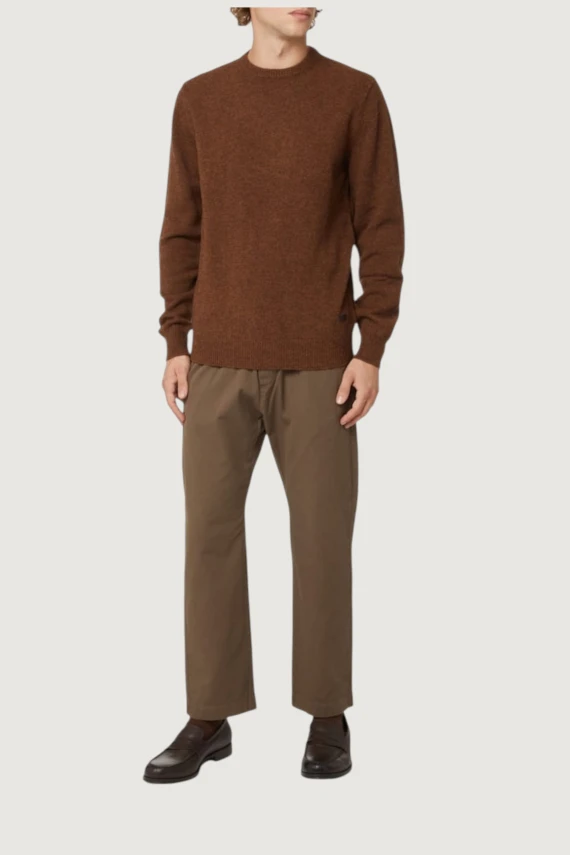 Brown merino wool crewneck sweater BARBOUR