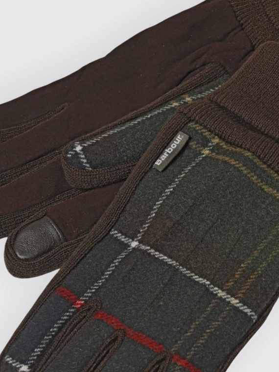 Guanti Hackney in pelle scamosciata e lana tartan BARBOUR