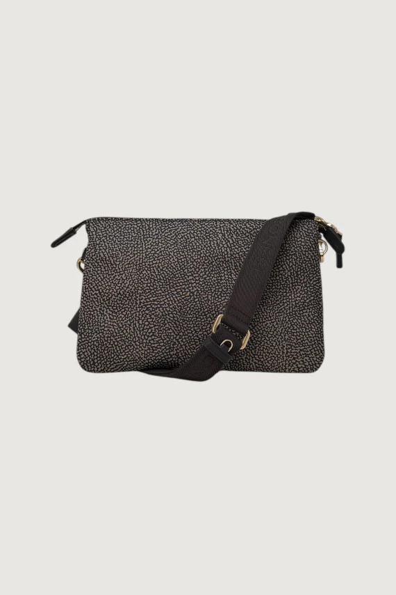 Borsa a tracolla grigio scuro con patta frontale