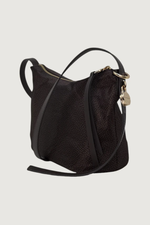 Small crossover bag in recycled OP-printed fabric and calf leather Borbonese