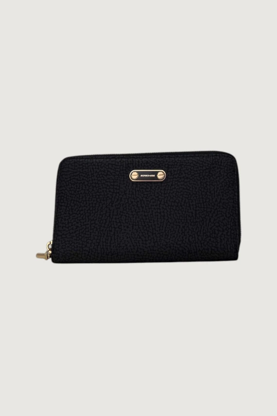 Portafoglio grande nero con zip