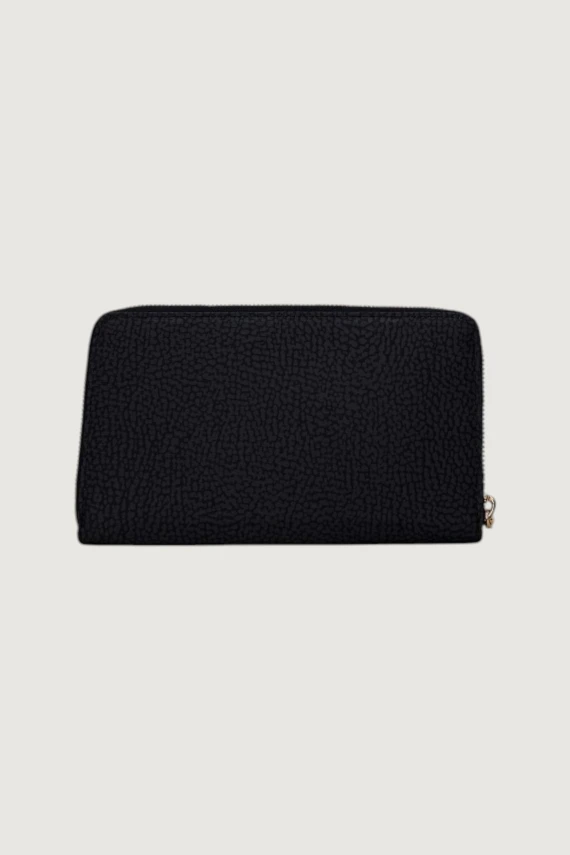 Large black zip wallet Borbonese