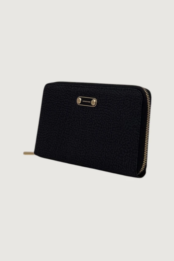 Large black zip wallet Borbonese
