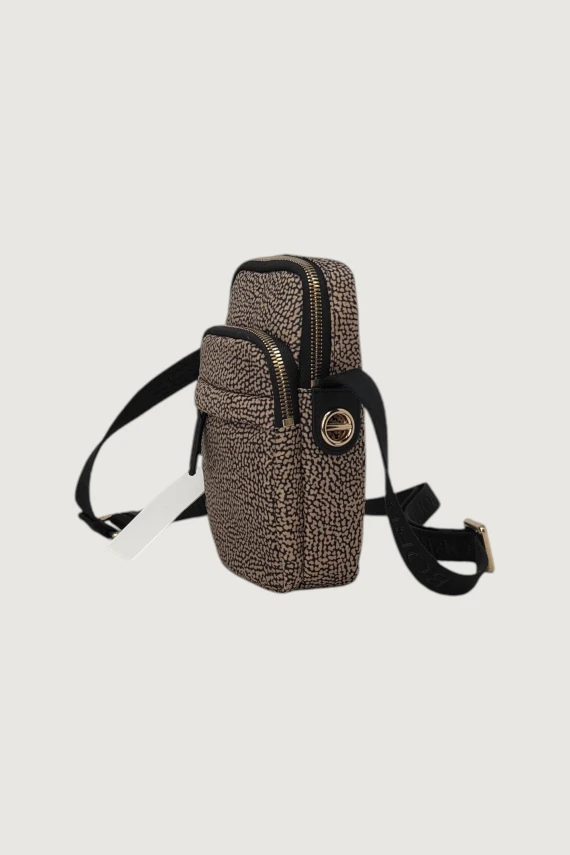 Brown OP fabric phone holder Borbonese