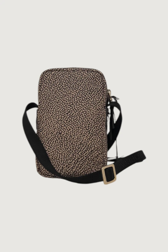 Brown OP fabric phone holder Borbonese